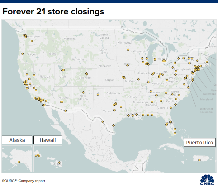 Here s a map of the Forever 21 stores set to close